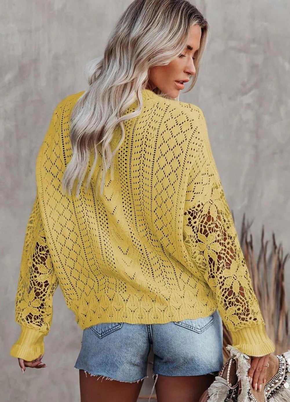 Crochet Lace Knit Sweater Top