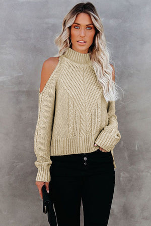 Cold Shoulder High Low Sweater