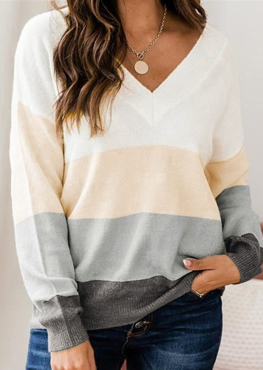 Neutral Colorblock Knit Top