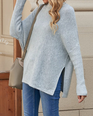 Batwing Side Slit Sweater Top