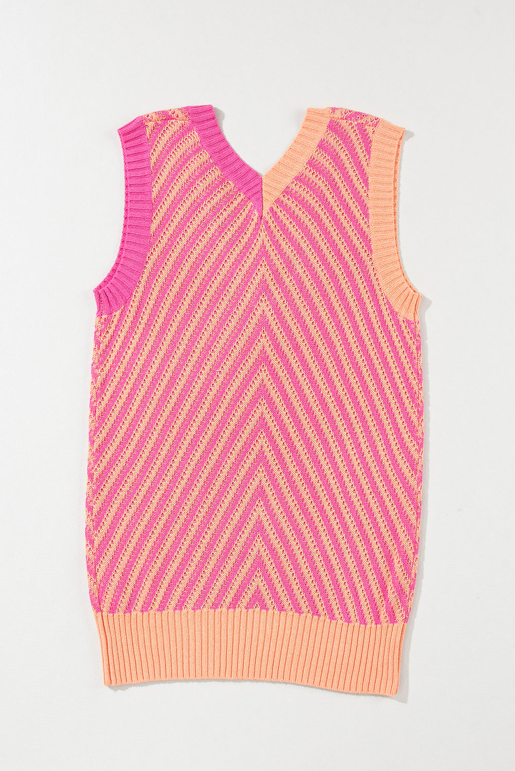 Chevron Knit V Neck Sleeveless Sweater Vest Top