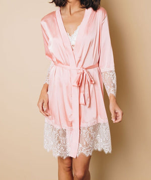 Satin Lace Kimono Robe