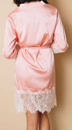 Satin Lace Kimono Robe