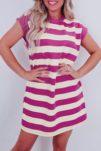 Striped Pocket T Shirt Mini Dress