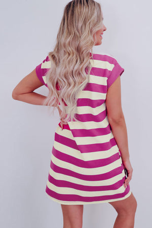 Striped Pocket T Shirt Mini Dress