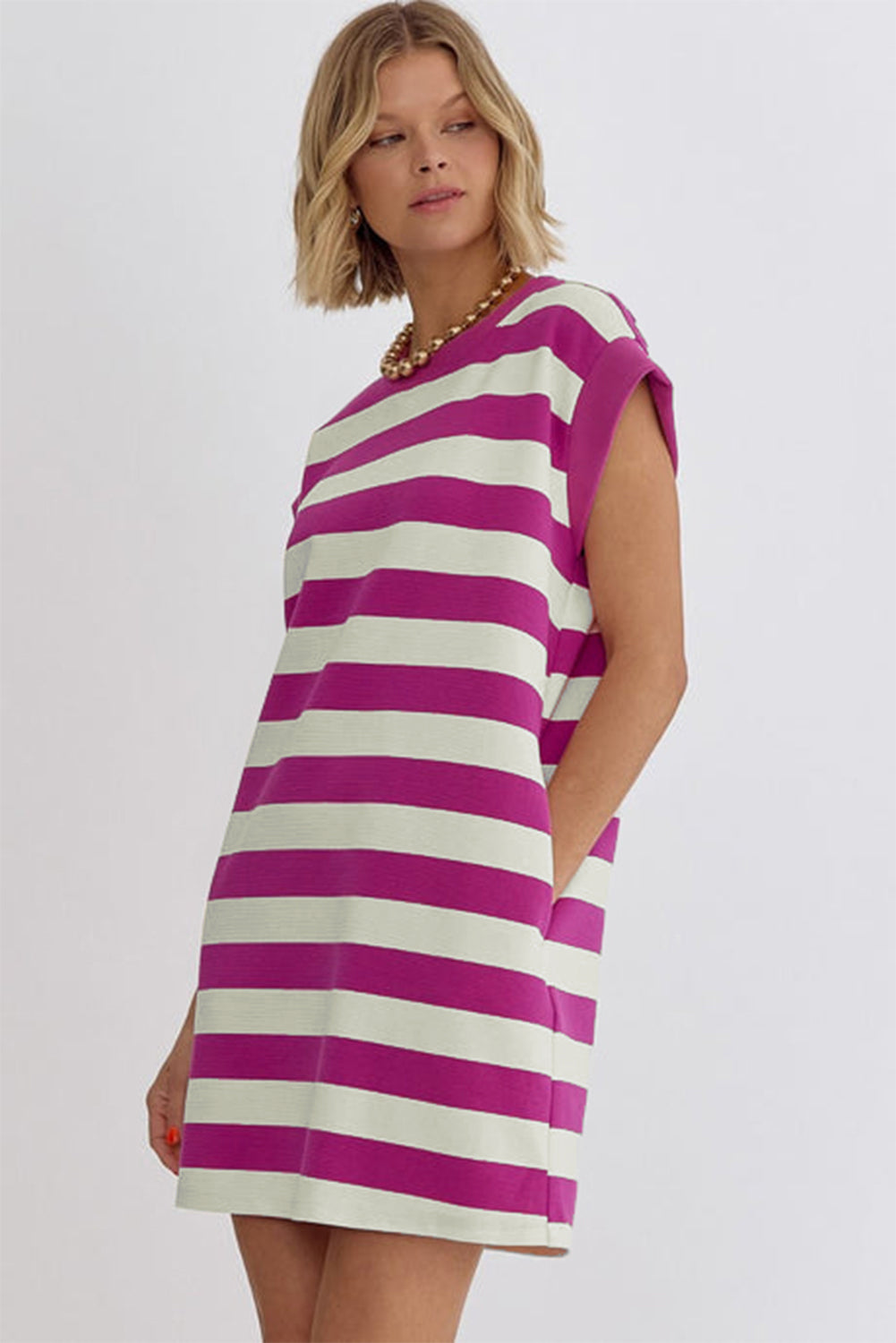 Striped Pocket T Shirt Mini Dress