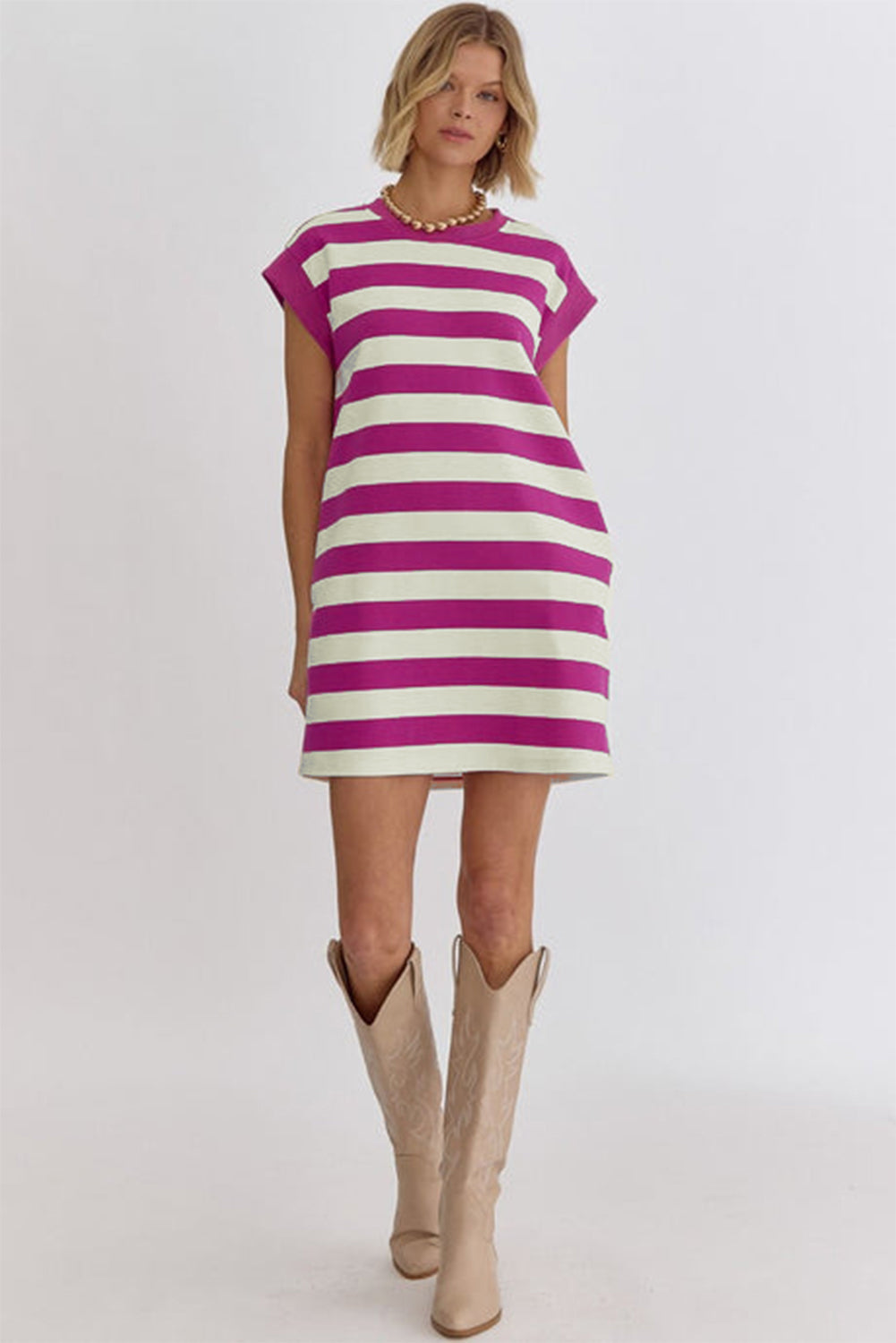 Striped Pocket T Shirt Mini Dress