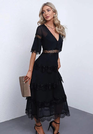 Tier Lace Midi Dress