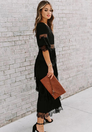 Tier Lace Midi Dress