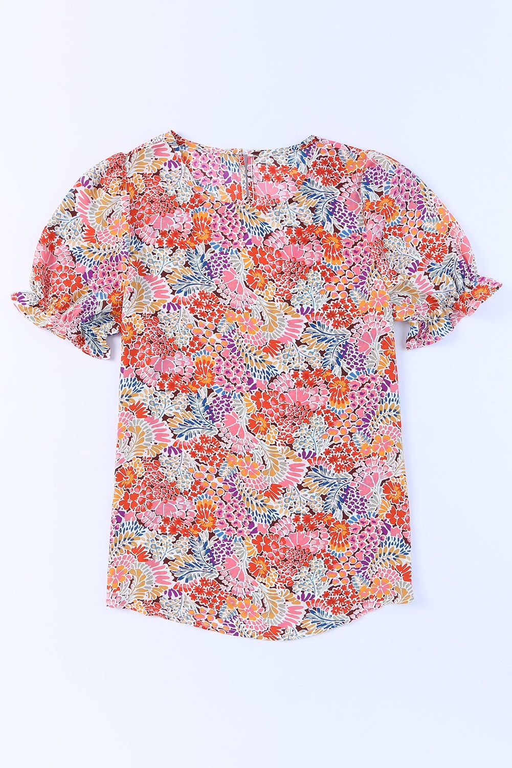 All Over Floral Short Doll Sleeve Top