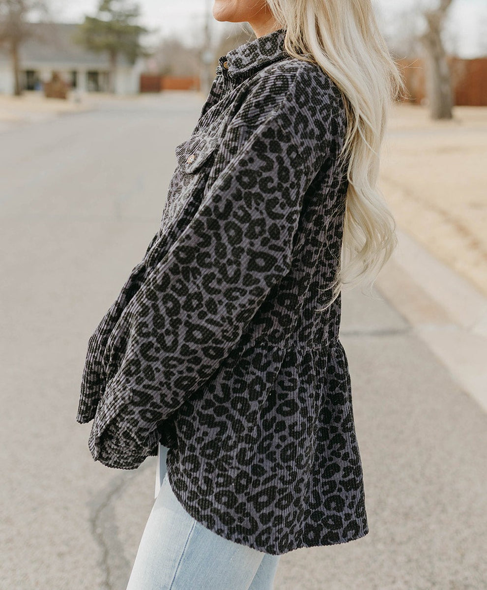 Babydoll Leopard Corduroy Shacket – SecretStyleSource.com