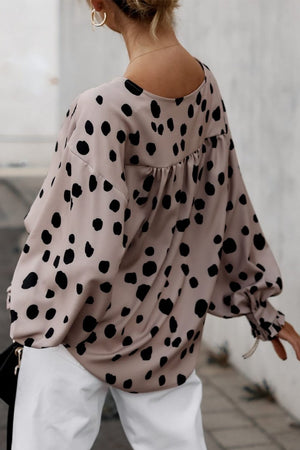 Balloon Sleeve Dot Blouse Top