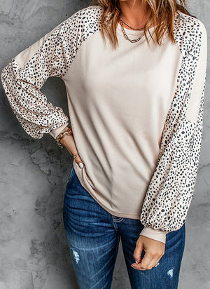 Block Bubble Leopard Sleeve Top