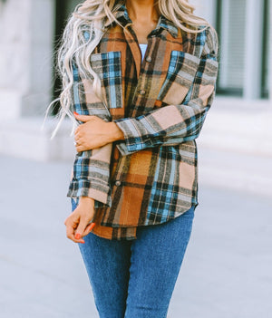 Boyfriend Plaid Flannel Pocket Top