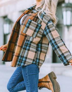 Boyfriend Plaid Flannel Pocket Top