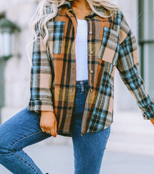 Boyfriend Plaid Flannel Pocket Top