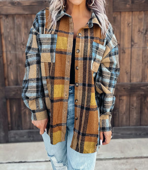 Boyfriend Plaid Flannel Pocket Top