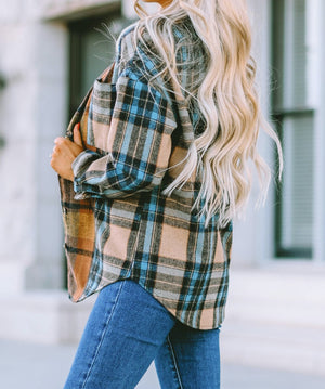 Boyfriend Plaid Flannel Pocket Top