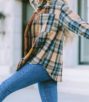 Boyfriend Plaid Flannel Pocket Top