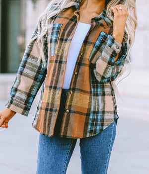 Boyfriend Plaid Flannel Pocket Top