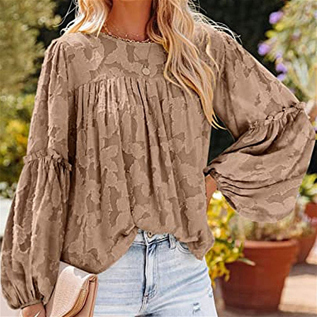 Bubble Sleeve Floral Textured Top