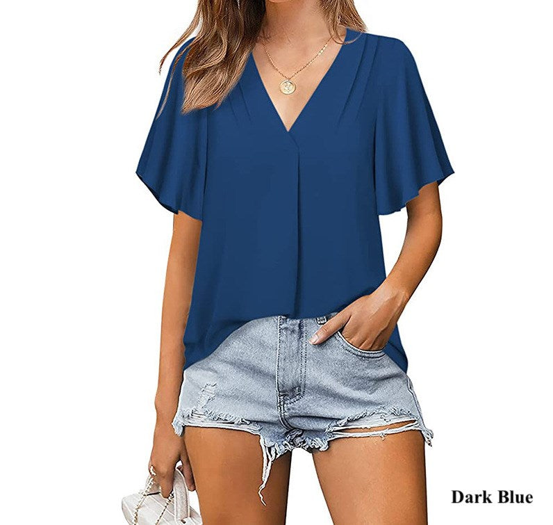 Butterfly Sleeve Pleated Top