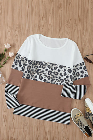 Colorblock Leopard Stripe Top