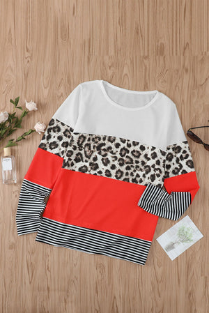 Colorblock Leopard Stripe Top