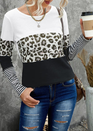 Colorblock Leopard Stripe Top