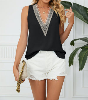 Crochet V-Neck Sleeveless Top