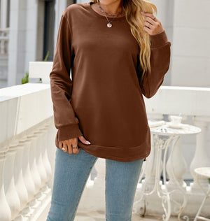 Curve Hem Side Slit Pullover