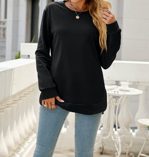 Curve Hem Side Slit Pullover