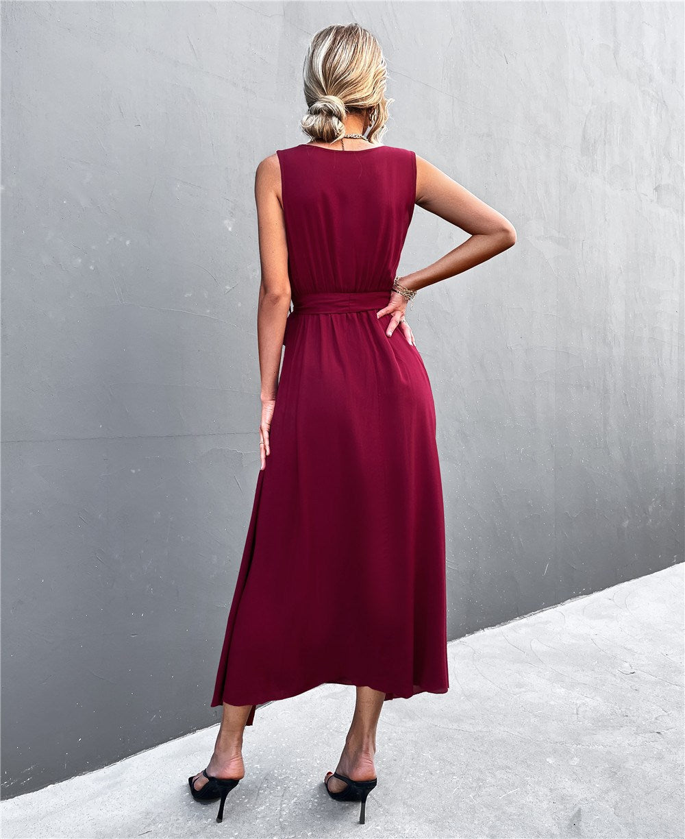 Deep V Panel Maxi Dress