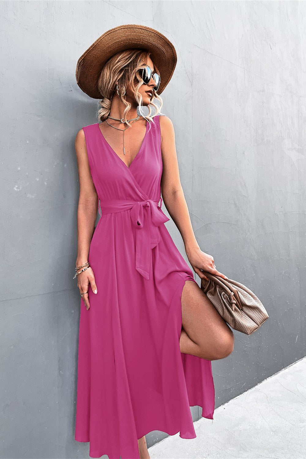 Deep V Panel Maxi Dress