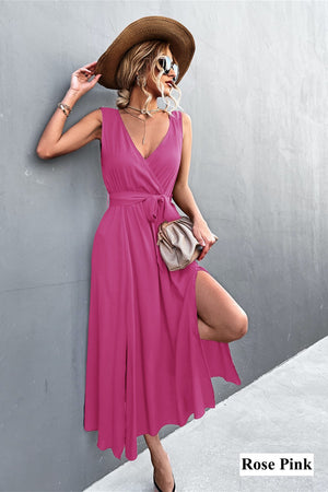 Deep V Panel Maxi Dress