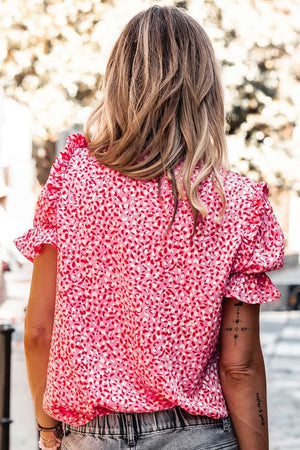 Doll Sleeve Abstract Dotted Top
