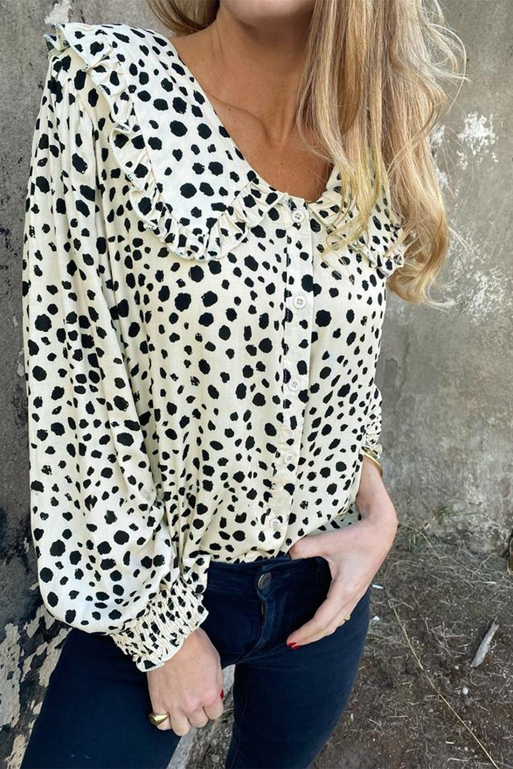 Dotted Puff Sleeve Top