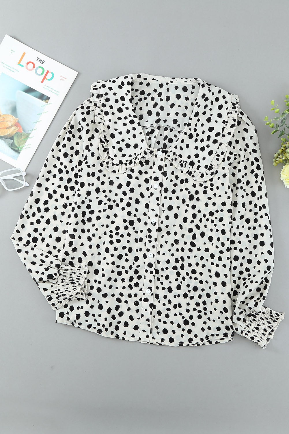 Dotted Puff Sleeve Top