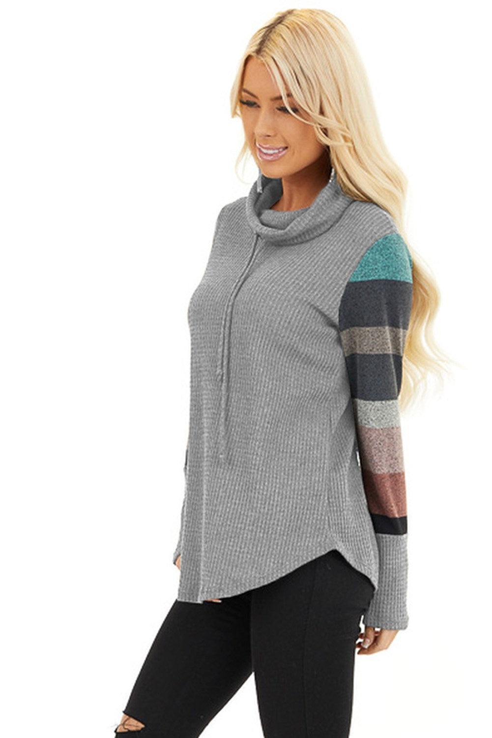 Drawstring Cowl Neck Top