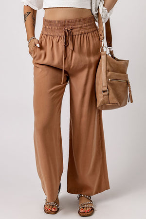 Drawstring Wide Band High Waist Pants