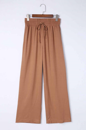 Drawstring Wide Band High Waist Pants