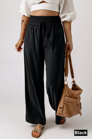 Drawstring Wide Band High Waist Pants