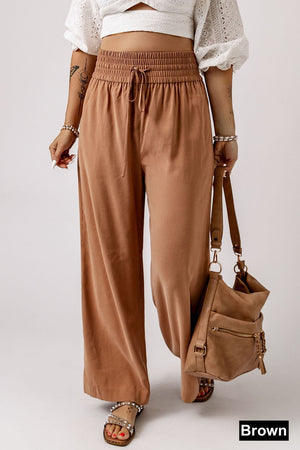 Drawstring Wide Band High Waist Pants