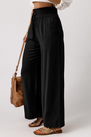 Drawstring Wide Band High Waist Pants