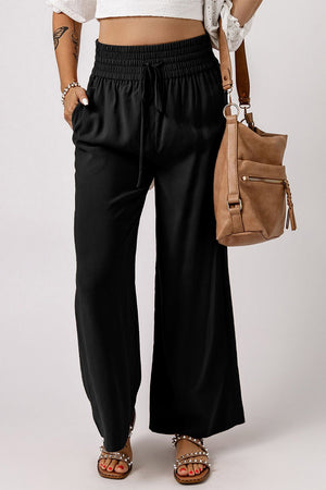 Drawstring Wide Band High Waist Pants