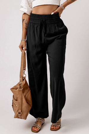 Drawstring Wide Band High Waist Pants