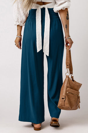 Drawstring Wide Band High Waist Pants