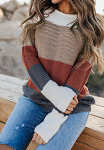 Earth Tone Colorblock Sweater Top