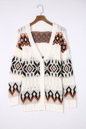 Fair Isle Loose Knit Cardigan