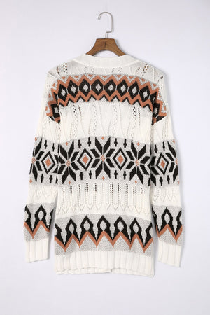 Fair Isle Loose Knit Cardigan